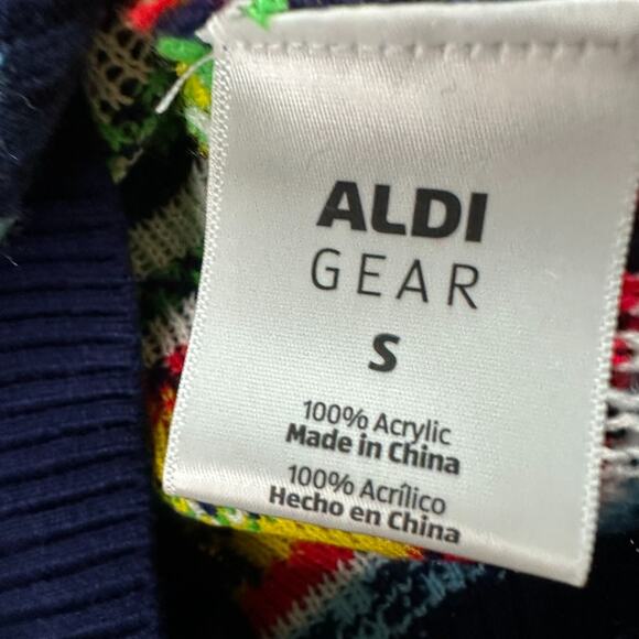 Aldis Christmas Sweater Mens S Blue 2023 Limited Fair Isle Acrylic Pullover NEW - Picture 6 of 11